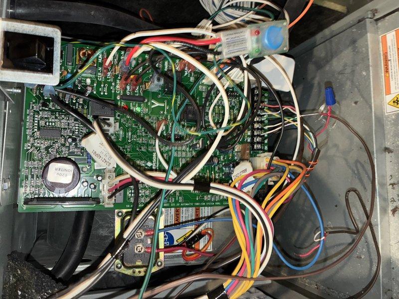 Completed MVP air conditioning maintenance service on residential HVAC system. Performed comprehensive inspection of air handler unit, verified proper operation of control board and electrical components, checked condensate drain lines and PVC piping for proper flow and connections, and confirmed all safety switches and disconnects functioning correctly. System tested and operating within normal parameters upon completion.