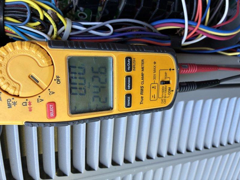 Completed scheduled MVP cooling maintenance visit on residential HVAC system. Performed comprehensive system diagnostics including electrical testing with True RMS clamp meter, verifying amperage draws and voltage readings across components. Inspected condenser unit control board, capacitors, relays, and wiring connections for proper operation and signs of wear. All electrical connections secure, circuit boards functioning normally, and system operating within manufacturer specifications.