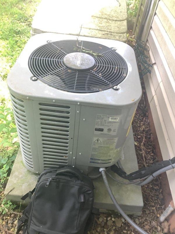 Conducted on-site assessment for complete HVAC system replacement including furnace and air conditioning equipment. Evaluated existing outdoor condensing unit on concrete pad and basement furnace installation, documented current equipment specifications, reviewed refrigerant line routing and electrical connections, and prepared comprehensive replacement estimate for new heating and cooling system.