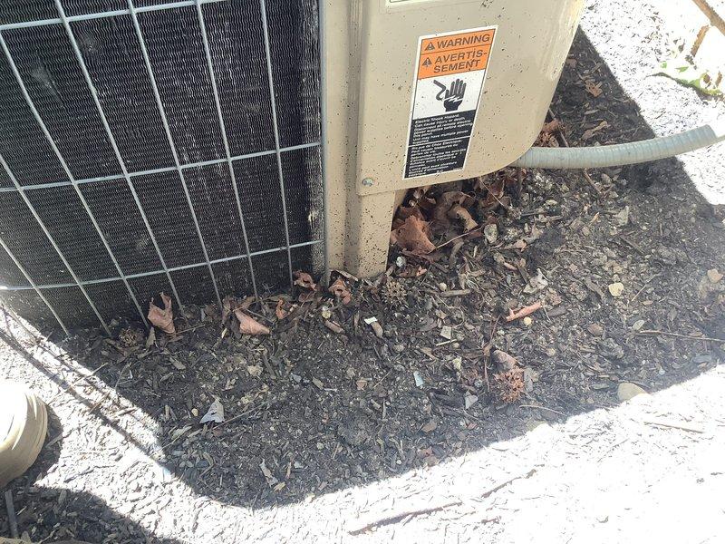 Completed MVP recurring cooling maintenance visit on residential air conditioning system. Performed visual inspection of outdoor condenser unit, verified proper placement on concrete pad, checked clearances and surrounding area for debris accumulation. Unit operating within normal parameters with all safety labels intact and accessible for future reference.