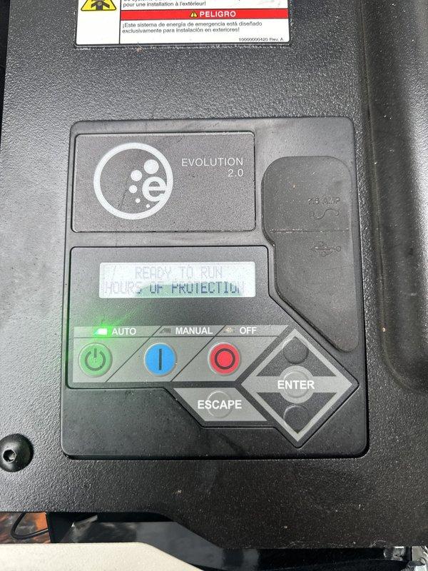Completed annual maintenance on GVP Evolution 2.0 standby generator unit. Performed standard preventive maintenance inspection including control panel functionality verification, circuit breaker operation check, and visual assessment of internal components. Unit displayed "Ready to Run" status with system operating in AUTO mode and all indicator lights functioning properly. Customer inquired about missing base trim pieces designed to cover four mounting holes at generator foundation; noted trim was not installed during original installation and customer requested these components be provided for proper completion of installation aesthetics.