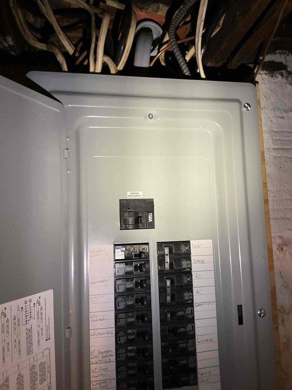 Installed new electrical circuit from main service panel to detached garage structure. Ran appropriate gauge wiring through conduit to support garage electrical requirements. Verified main panel capacity at 150A with adequate breaker spaces available for additional circuit installation. All connections properly terminated at panel with circuit labeled accordingly. Installation completed per NEC standards with all wiring secured and protected throughout the run.