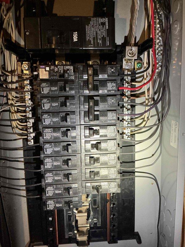 Installed new electrical circuit from main service panel to detached garage structure. Ran appropriate gauge wiring through conduit to support garage electrical requirements. Verified main panel capacity at 150A with adequate breaker spaces available for additional circuit installation. All connections properly terminated at panel with circuit labeled accordingly. Installation completed per NEC standards with all wiring secured and protected throughout the run.