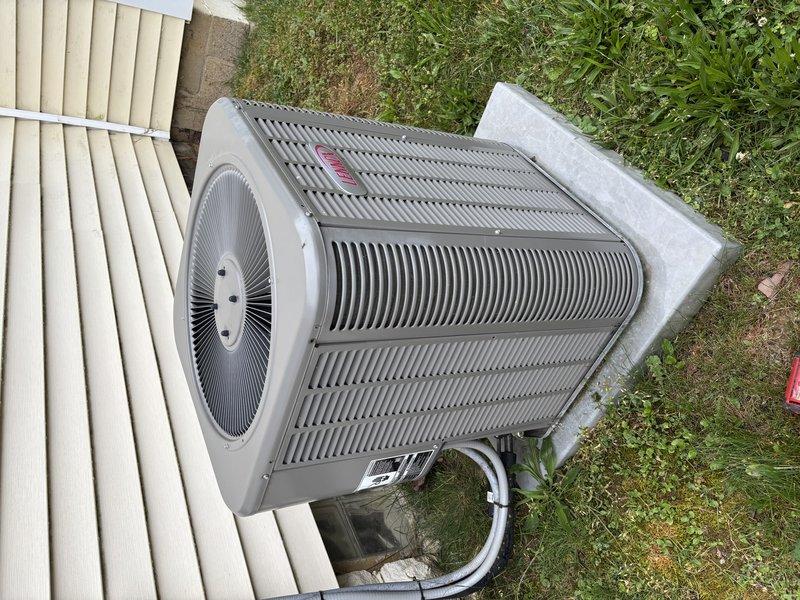 Completed scheduled MVP cooling maintenance visit on a 5-year-old residential air conditioning system. Performed comprehensive inspection of outdoor condensing unit, verified proper operation of fan assembly and compressor, checked refrigerant lines for leaks or damage, and confirmed unit was operating within normal parameters. System found to be in good working condition with no immediate service needs identified.