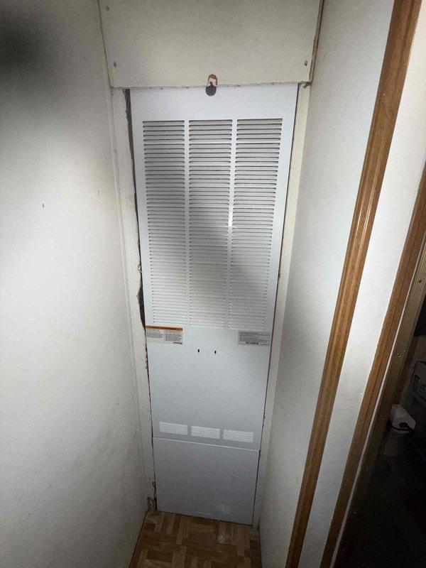 Completed comprehensive air conditioning maintenance on 10-year-old HVAC system. Performed inspection of blower wheel assembly, confirming proper blade alignment and clean condition with no debris accumulation or wear indicators. Verified motor shaft connection and hub integrity. Inspected furnace cabinet and ventilation louvers for proper airflow and structural condition. All components operating within normal parameters with no immediate service concerns identified.