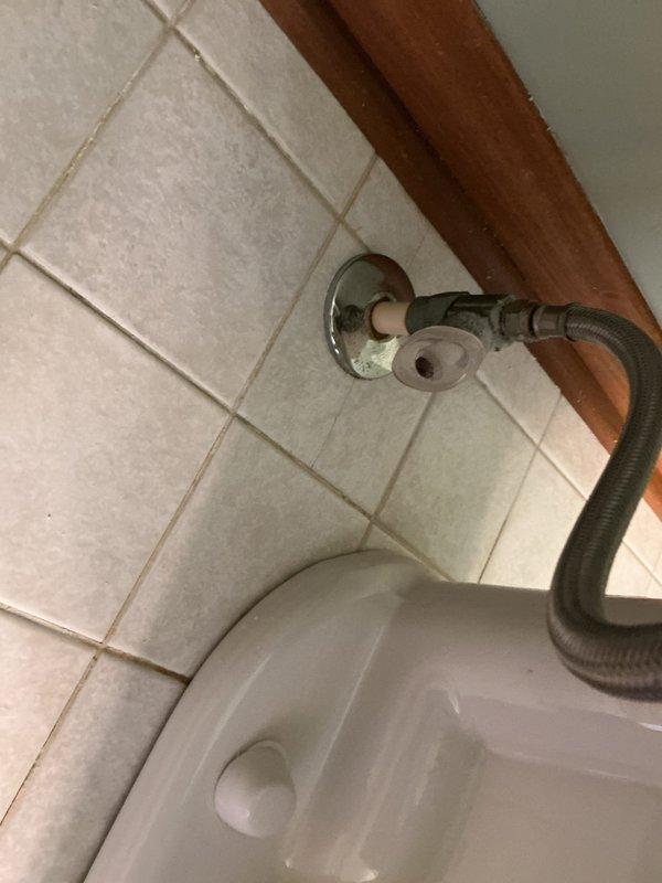 Responded to service call for leaking toilet causing water damage to basement ceiling and malfunctioning outdoor water spigot. Inspected toilet installation and identified faulty flexible water supply line connection at wall-mounted shut-off valve as source of leak. Replaced defective braided supply line with new flexible connector, ensuring proper seal at both valve and tank connections. Tightened all fittings to manufacturer specifications and verified no leakage at connection points. Proceeded to exterior to address outdoor spigot issue, which was experiencing significant water loss. Replaced worn hose bib assembly and secured mounting to prevent future leaks. Tested both repairs under full water pressure to confirm complete resolution of leaking issues. All plumbing fixtures restored to proper working condition with no active leaks detected upon completion.