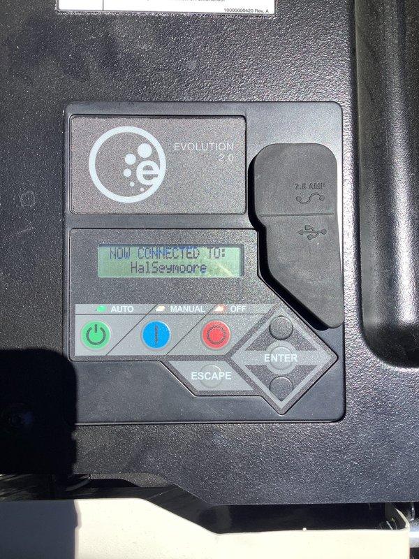 Replaced defective Wi-Fi module on Evolution Connex generator control panel under warranty coverage. After receiving replacement parts from manufacturer, installed new module and successfully established wireless network connection, with control display confirming active connectivity status.