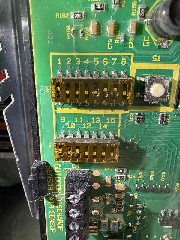 Completed preventative maintenance cooling visit on 6-year-old residential air conditioning system. Inspected furnace, air handler, and associated components including condensate drain lines, ductwork connections, and control board with DIP switch configurations. System operational and ready for cooling season.
