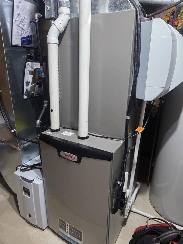 Completed scheduled maintenance visit for MVP customer with 2-year-old residential air conditioning system. Performed comprehensive system inspection of Lennox HVAC equipment, verified proper operation of furnace unit and associated components including PVC venting system, electrical controls, and ductwork connections. All equipment found operating within normal parameters with no issues identified.