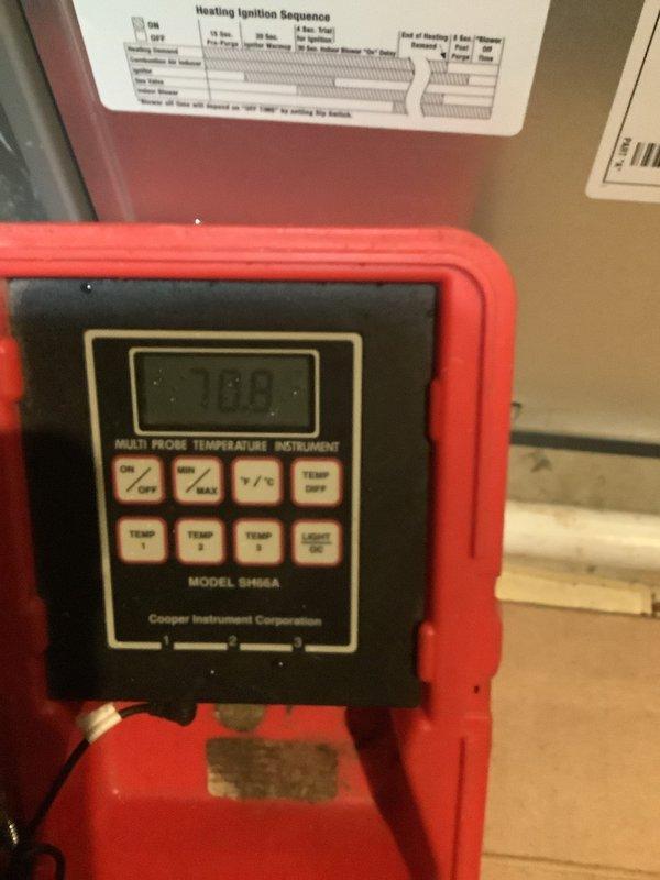 Completed installation of high-efficiency 90% AFUE furnace system in residential basement location. Installed new furnace unit with proper PVC venting configuration, connected to existing ductwork distribution system, and verified all electrical connections and gas line hookups. Performed initial startup procedures, confirmed proper ignition sequence operation, and conducted temperature differential measurements using calibrated multi-probe instrumentation to ensure system is operating within manufacturer specifications.