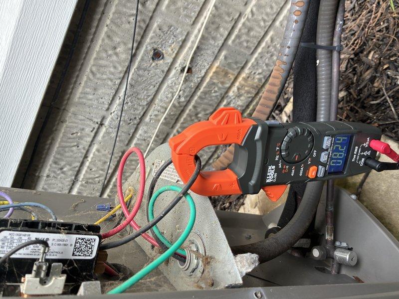 Performed routine preventive maintenance on 8-year-old Lennox air conditioning system for MVP customer. Conducted electrical diagnostics using clamp meter to measure amperage and voltage at the condensing unit, tested capacitor operation with multimeter leads, and verified proper electrical performance of outdoor unit components. All systems operating within normal parameters upon completion of service visit.