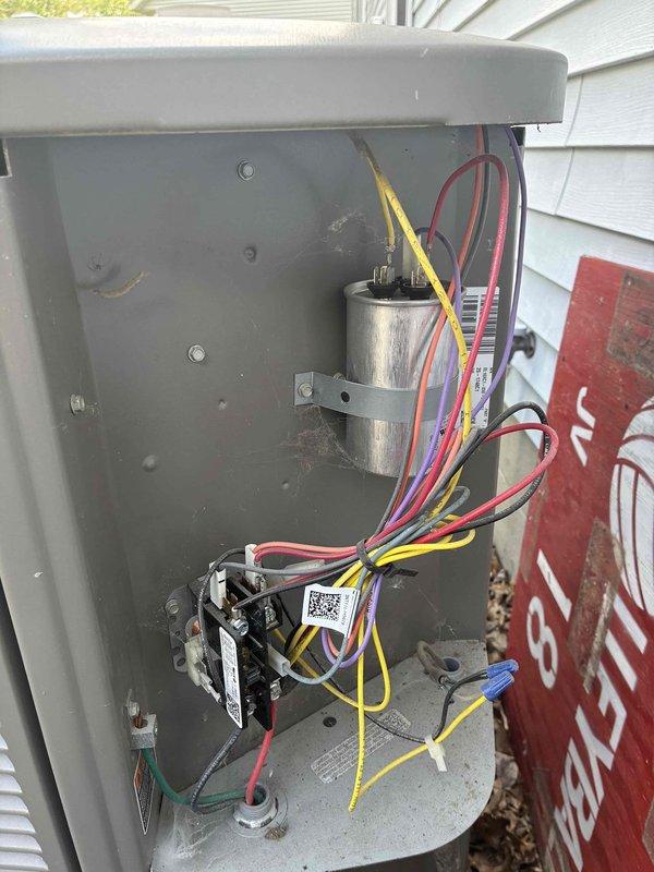 Completed MVP cooling maintenance visit on 3-year-old residential HVAC system. Performed comprehensive inspection of outdoor condensing unit electrical components, including capacitor and contactor functionality testing, verified proper wire connections and terminal integrity, and inspected disconnect panel condition. Evaluated indoor Lennox furnace and Aprilaire air handler assembly, checked refrigerant lines, condensate drainage system, and overall system operation to ensure optimal cooling performance for the season.