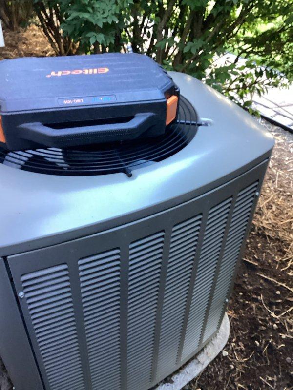 Completed preventive maintenance on 9-year-old residential air conditioning system. Performed comprehensive inspection of outdoor condenser unit and indoor evaporator coil assembly. Measured supply air temperature at 25.9°F using infrared thermometer to verify proper cooling operation and system performance. Inspected condenser unit exterior condition, fan operation, and coil cleanliness. All components found operating within normal parameters with no immediate service needs identified. System confirmed operational and ready for continued cooling season use.
