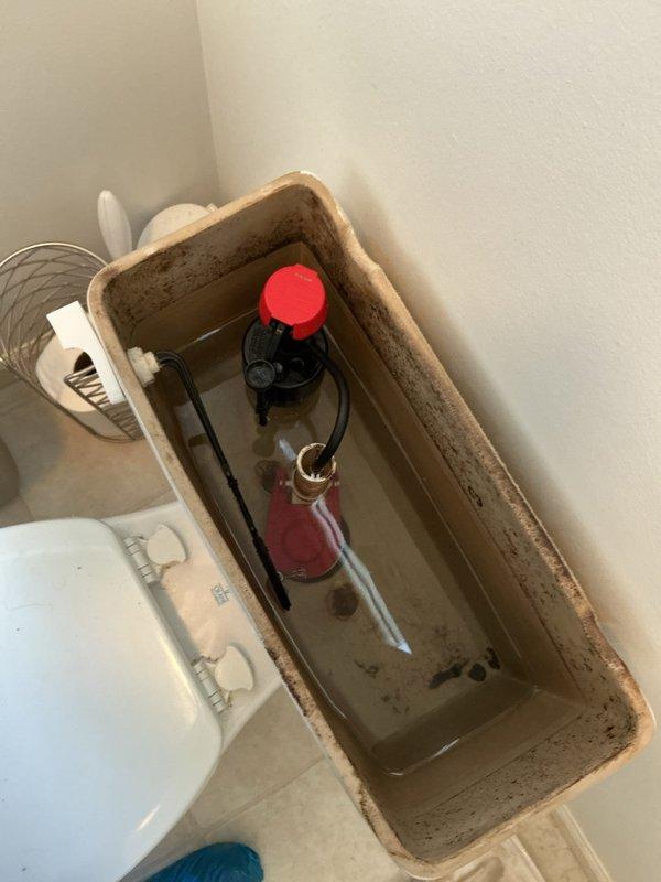 Installed new American Standard Cadet Pro comfort height toilet in master bathroom featuring 16.5" elongated bowl and slow-close seat with new supply line. Additionally replaced fill valve, flapper, and supply line on upstairs toilet as part of bundled service. Both installations completed to restore proper functionality and improve water efficiency.