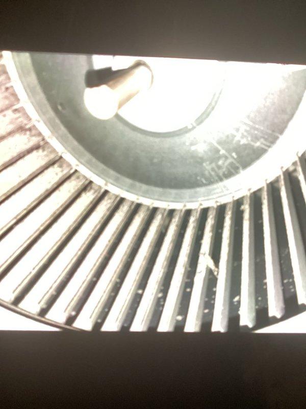 Completed scheduled MVP air conditioning maintenance service. Performed comprehensive system inspection including blower wheel examination and internal component assessment using borescope camera to verify proper condition of evaporator coil and interior surfaces. All components found operating within normal parameters with typical dust accumulation noted on blower assembly.