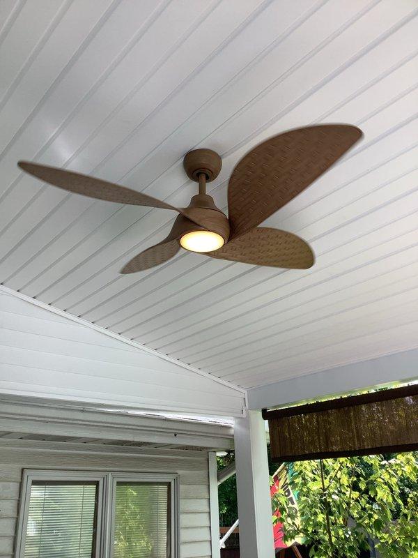 Installed a new ceiling fan with integrated lighting in the covered porch area, utilizing surface-mounted PVC conduit routed along the exterior wall to supply power to the fixture. Added an interior wall switch near the door for fan control. Relocated an existing electrical box on the home's exterior that had been obstructed by newly installed deck railing, repositioning it toward the stairs to restore access. Installed a video doorbell at the front entrance with proper wiring connections.