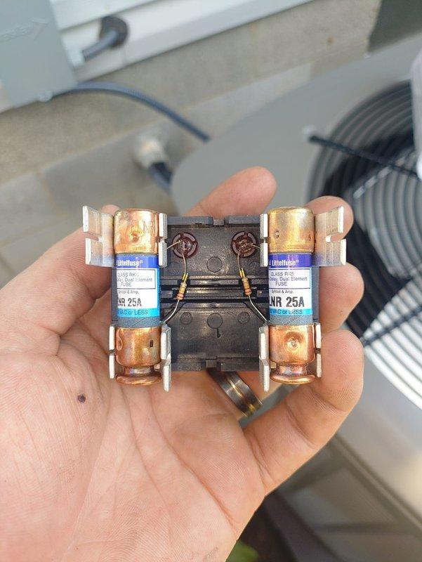 Completed installation of air conditioning condenser unit and evaporator coil as part of a two-stage HVAC system upgrade. Installed new outdoor condensing unit on concrete pad with proper refrigerant line connections, ensuring secure mounting of copper refrigerant lines with appropriate insulation and brass service valves. Verified electrical connections including 25-amp Littelfuse fuses in disconnect box, confirmed proper labeling of flammable refrigerant warnings, and tested system operation to manufacturer specifications.