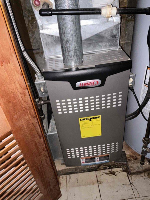 Evaluated 27-year-old air conditioning system with no cooling condition. Diagnosed locked compressor requiring complete system replacement. Documented existing Lennox furnace installation and current HVAC configuration. Provided comprehensive replacement estimate and scheduled follow-up consultation to review equipment options and installation details.