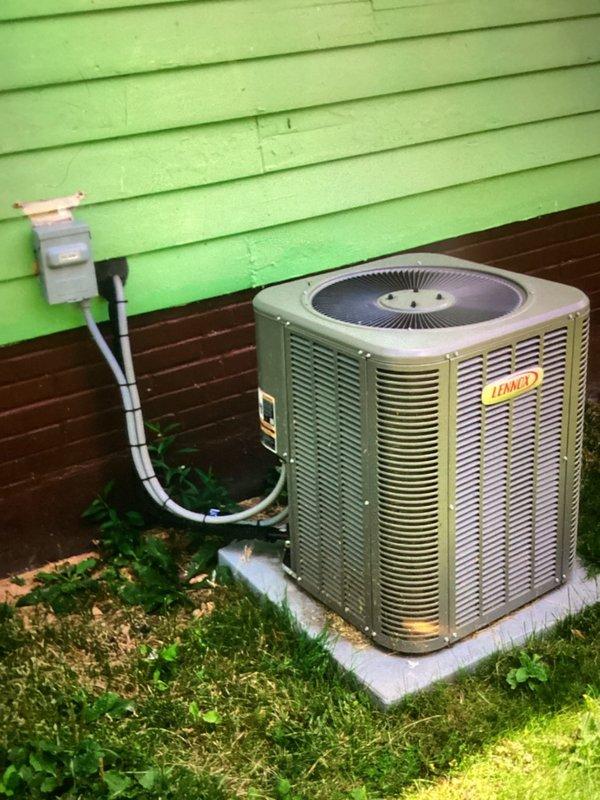 Performed comprehensive AC tune-up on residential Lennox condenser unit, including system inspection and maintenance of outdoor equipment and associated refrigerant lines. Documented unit condition and verified proper operation of all components, including electrical connections, brass valves, and copper piping throughout the system.