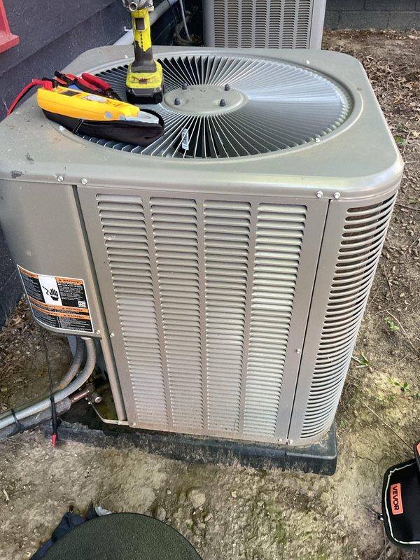 Completed comprehensive AC tune-up on outdoor condensing unit, including system diagnostics with multimeter, electrical testing at thermostat control panel, and performance verification of all cooling components. All systems operating within manufacturer specifications; MVP membership renewed per customer request.