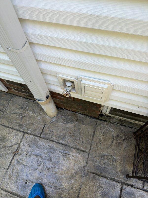 Responded to complaint of outdoor spigot continuously dripping after shut-off at 30-year-old residence. Accessed ceiling cavity to inspect supply lines and shutoff valve serving exterior hose bib. Identified worn internal valve components requiring replacement. Documented existing copper piping configuration and fittings with photographic evidence. Ordered necessary repair parts for shop delivery and scheduled follow-up appointment to complete valve rebuild and restore proper shutoff function.