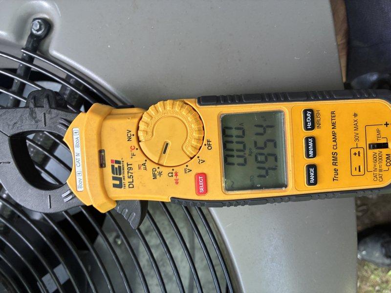 Completed preventive maintenance cooling visit on two HVAC systems. Performed electrical diagnostics using clamp meter to verify amperage draws and system performance. Inspected and serviced Aprilaire humidifier control system, checked circuit board operation and wiring connections, and verified proper function of automatic humidity control settings.