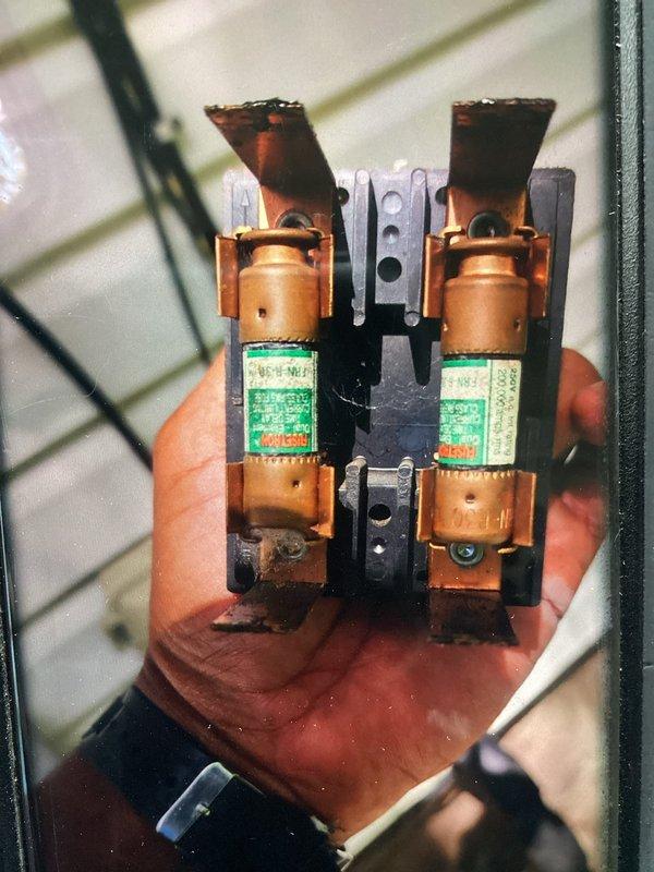 Completed MVP cooling maintenance visit on a 26-year-old HVAC system. Performed comprehensive inspection of air handler unit located in utility closet, examining exhaust piping, refrigerant lines, and associated ductwork. Identified and replaced aged electrical fuses showing oxidation and wear on copper components to ensure safe system operation and prevent potential electrical failures.