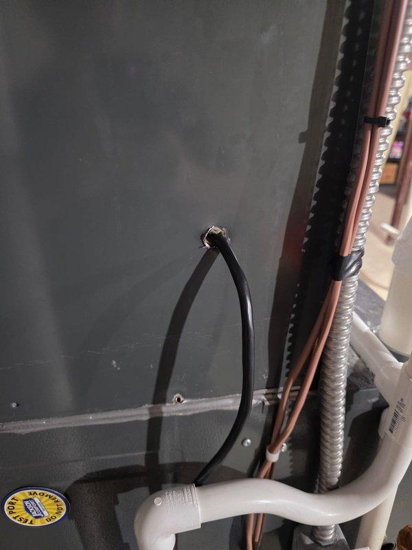 Responded to post-installation service call to address customer concerns following previous day's equipment installation. Upon inspection, verified proper routing and securing of refrigerant lines, condensate drain, and electrical connections. All components found to be installed per manufacturer specifications with appropriate cable management and support.