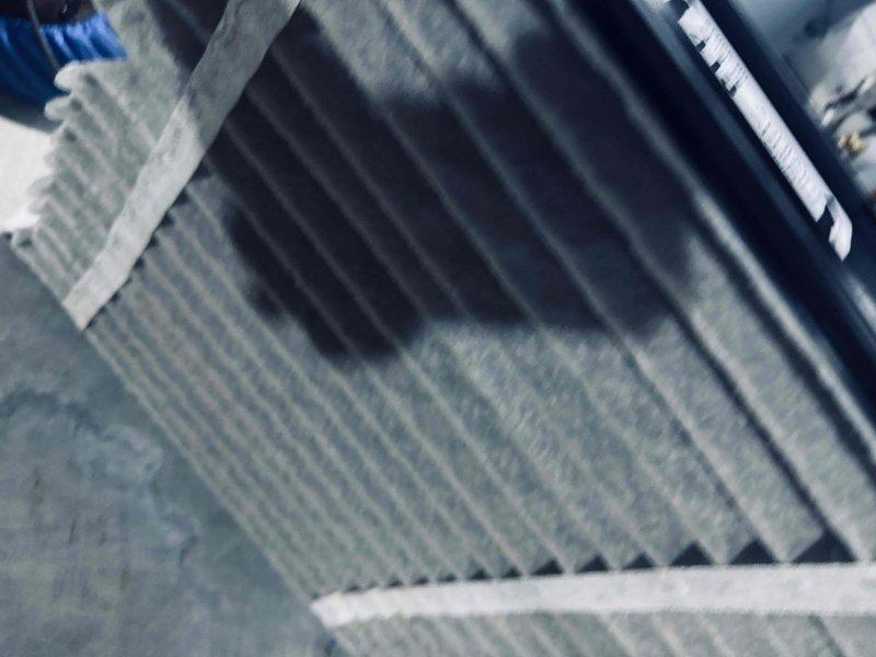 Responded to no cooling complaint on 7-year-old residential air conditioning system. Upon inspection, discovered severely clogged air filter restricting airflow to evaporator coil. Replaced dirty filter with new unit, restoring proper system operation and cooling capacity.