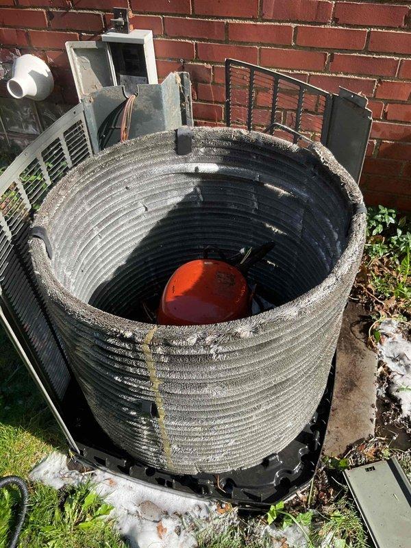 Responded to no-cooling call on 15-year-old outdoor condensing unit. Upon inspection, found condenser coil heavily impacted with dust, dirt, lint, and debris accumulation throughout all fin surfaces, severely restricting airflow and preventing proper heat transfer. Performed thorough coil cleaning to remove buildup and restore unit to operational condition. Unit tested and confirmed cooling properly after service. Advised customer of unit age and recommended monitoring for future performance issues.