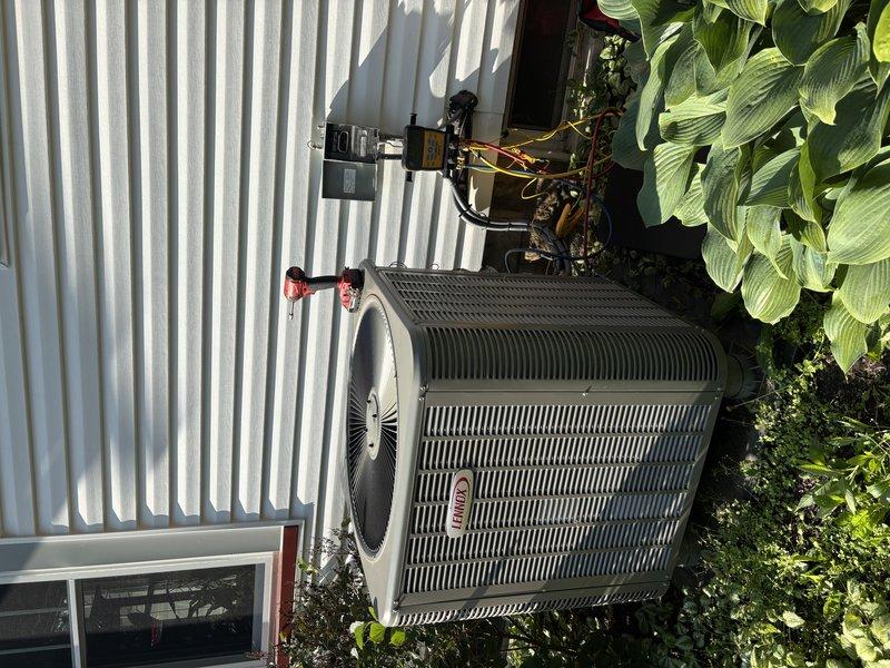 Completed preventive maintenance inspection on residential cooling system as part of ongoing MVP service agreement. Performed comprehensive evaluation of 2-year-old system including outdoor condenser unit and indoor refrigerant line connections. Inspected copper refrigerant lines, brass service valves, and associated plumbing components for leaks, proper insulation, and secure connections. Verified outdoor condenser unit operation, checked fan motor function, and confirmed adequate clearance from surrounding vegetation and building exterior. System found operating within normal parameters with no immediate service needs identified.