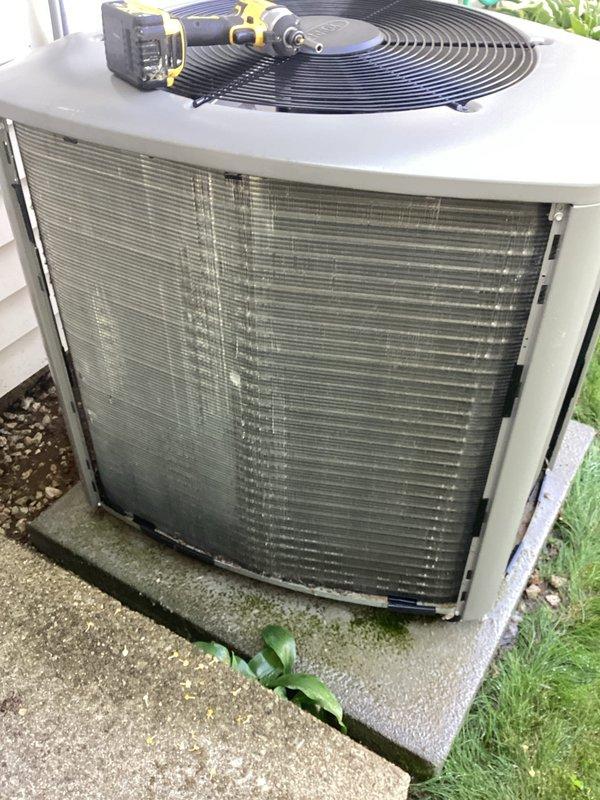 Completed scheduled MVP cooling maintenance on 5-year-old system. Performed comprehensive inspection of indoor air handler unit, checking refrigerant lines and measuring system temperatures with digital instrumentation, which indicated 68.6°F reading. Inspected outdoor condensing unit, verifying proper operation of compressor and fan assembly. All components functioning within normal parameters, system operating efficiently with no repairs required.