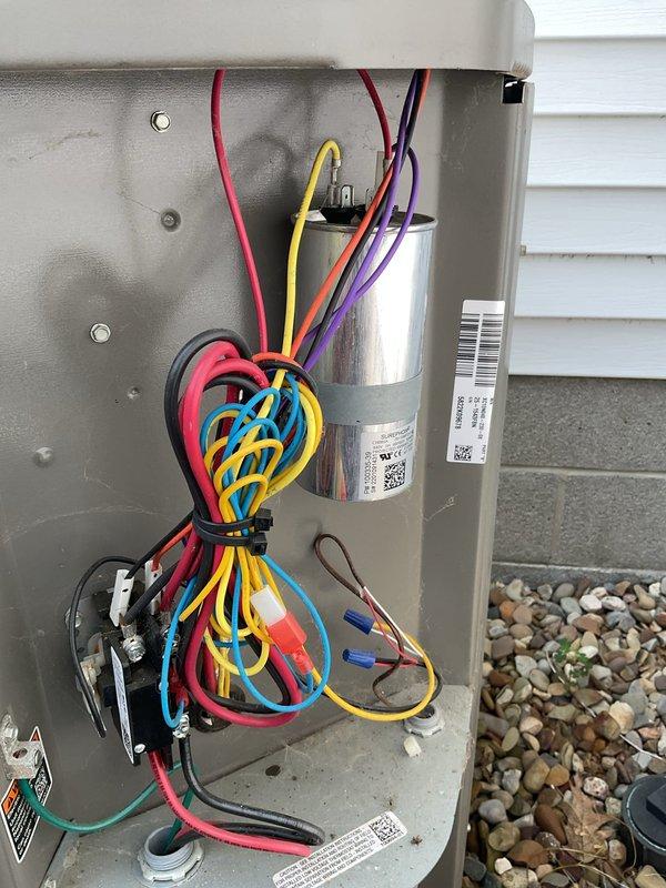 Responded to no cooling call on 4-year-old air conditioning system. Unit was running but failing to reach thermostat setpoint. Upon inspection, found failed capacitor preventing compressor from operating at full capacity. Replaced defective capacitor with properly rated component, restored all electrical connections, and verified system operation. Unit now cooling properly and maintaining desired temperature.