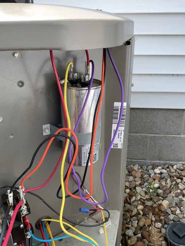 Responded to no cooling call on 4-year-old air conditioning system. Unit was running but failing to reach thermostat setpoint. Upon inspection, found failed capacitor preventing compressor from operating at full capacity. Replaced defective capacitor with properly rated component, restored all electrical connections, and verified system operation. Unit now cooling properly and maintaining desired temperature.