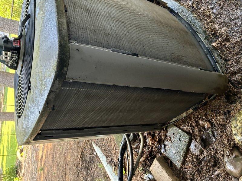 Completed routine AC maintenance checkup on residential cooling system. Performed standard inspection of condenser unit, verified electrical readings using clamp meter, and confirmed proper fan operation. System operating within normal parameters with no issues identified or repairs required at this time.
