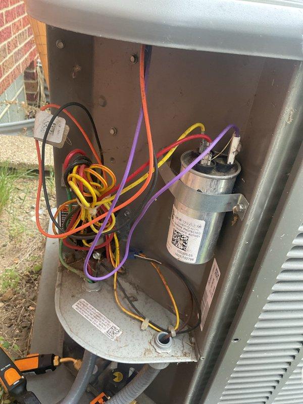 Performed preventive maintenance on 9-year-old air conditioning system, completing load match verification on both indoor and outdoor units to confirm proper refrigerant charge and system operation. Inspected electrical components including capacitor and wiring connections, measured system performance parameters using digital testing equipment, and verified proper airflow through ductwork in attic installation.
