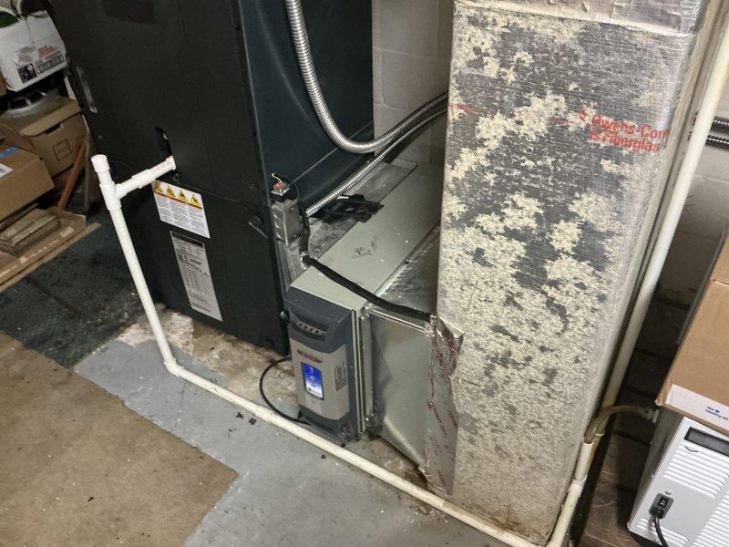 Completed comprehensive estimate for complete HVAC system replacement including heat pump and air handler. Assessed existing basement-installed equipment showing significant deterioration and corrosion on air handler cabinet surfaces. Evaluated outdoor condenser unit exhibiting weathering and age-related wear. Provided detailed quote for new system installation with specifications confirmed for proper sizing and equipment placement in non-attic basement location.