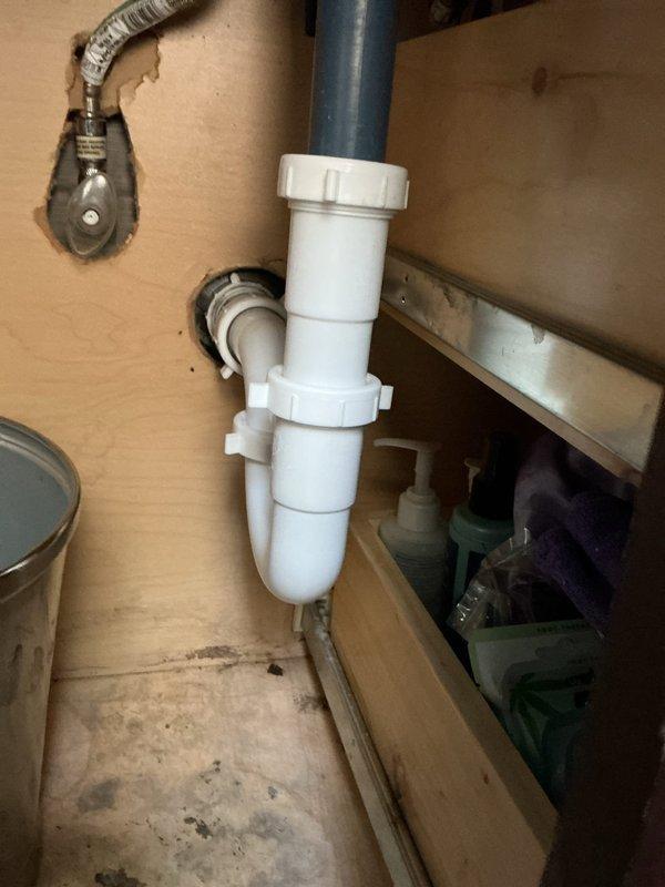 Repaired leaking kitchen sink by installing new faucet supply lines and shutoff valves. Also addressed issues with lavatory sink plumbing. Necessary replacement parts were ordered for shop delivery, with most components received and one item remaining on backorder for completion of repairs.