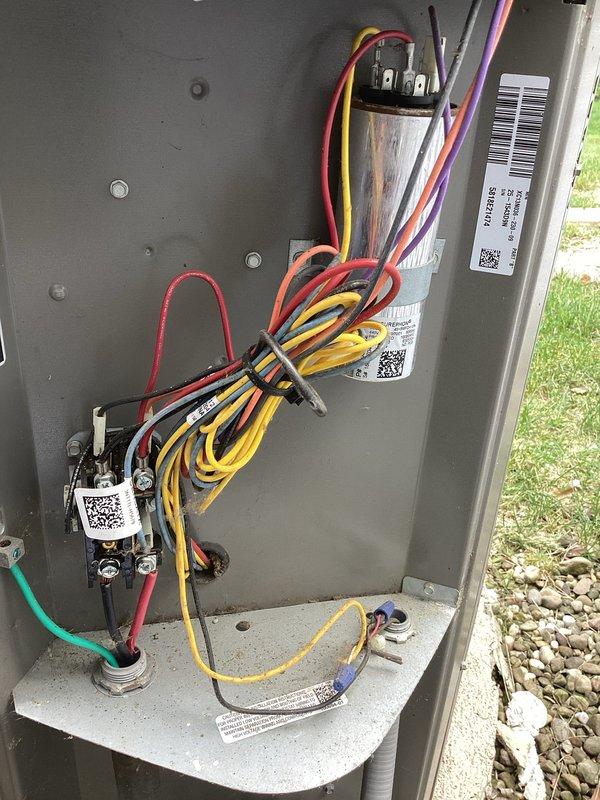 Completed MVP cooling maintenance visit on 7-year-old Lennox system. Performed comprehensive inspection of outdoor condensing unit, verifying proper operation of contactor, capacitor, and electrical connections. All components showed normal aging with capacitor displaying minor discoloration but testing within acceptable parameters. Inspected indoor furnace unit and refrigerant line connections, confirming proper insulation and secure fittings. System operating efficiently with no immediate service needs identified.