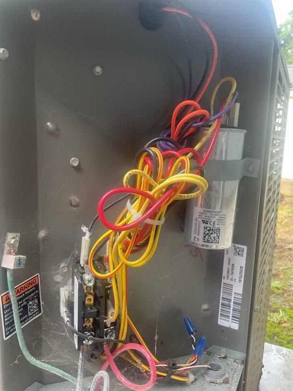 Completed preventive maintenance cooling visit on 6-year-old HVAC system. Performed system diagnostics using digital measuring instruments, inspected electrical components including capacitor and contactor, verified all wire connections secure, and documented equipment condition with photos. Unit operating within normal parameters upon completion of maintenance.