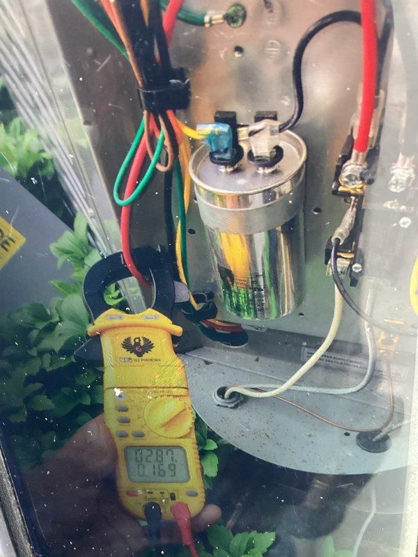 Responded to no cooling complaint on residential air conditioning system installed six months ago. Upon arrival, performed diagnostic testing of electrical components using multimeter to check capacitor functionality and voltage readings. Measured refrigerant pressures using manifold gauges on R-404A system to verify proper charge levels and system operation. System was blowing room temperature air due to identified component failure, completed necessary testing and diagnostics to determine root cause of cooling failure.