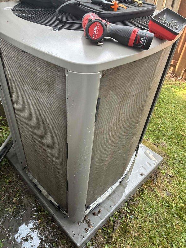 Completed routine maintenance inspection on 3-year-old residential air conditioning system. Performed electrical component testing including capacitor and contactor evaluation, verified proper wire connections and terminal integrity, and conducted standard operational checks to ensure optimal cooling system performance.