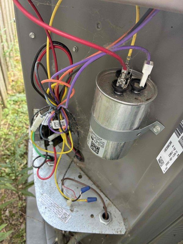 Completed routine maintenance inspection on 3-year-old residential air conditioning system. Performed electrical component testing including capacitor and contactor evaluation, verified proper wire connections and terminal integrity, and conducted standard operational checks to ensure optimal cooling system performance.