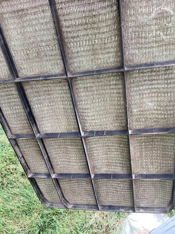 Performed routine AC tune-up on an 8-year-old cooling system. During inspection, discovered significant mold growth and moisture damage inside the ductwork, with visible biological contamination on interior surfaces. Removed and cleaned return air filter, which showed heavy dirt accumulation. Documented conditions with photographs for customer review and recommended professional duct cleaning and moisture remediation to address indoor air quality concerns and prevent further microbial growth.