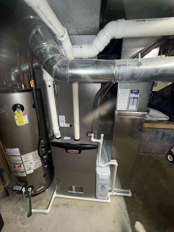 Completed scheduled MVP cooling maintenance visit on residential HVAC system. Performed comprehensive inspection of furnace unit, air handler, and associated control board components. Verified proper operation of electronic controls, including circuit board connections, terminal blocks, and LED display indicators. Inspected all electrical connections, capacitors, and integrated circuits for signs of wear or damage. Checked ductwork system including PVC piping and metallic ducts for proper sealing and airflow. All equipment found operating within normal parameters with no immediate service needs identified.