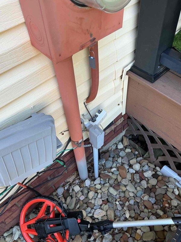 Responded to no power condition affecting kitchen circuits and AC unit in 30-year-old residence. Upon arrival, performed systematic diagnosis of electrical systems to identify root cause of power loss. Inspected main electrical panel, branch circuits, and affected outlets throughout kitchen area. Evaluated HVAC electrical connections and exterior condenser unit for potential circuit failures or tripped breakers. Traced wiring paths to isolate fault locations and verified proper grounding. Restored power to affected circuits and confirmed all kitchen outlets and AC system operational. Documented conditions with photos of electrical components and exterior HVAC installation for service records.