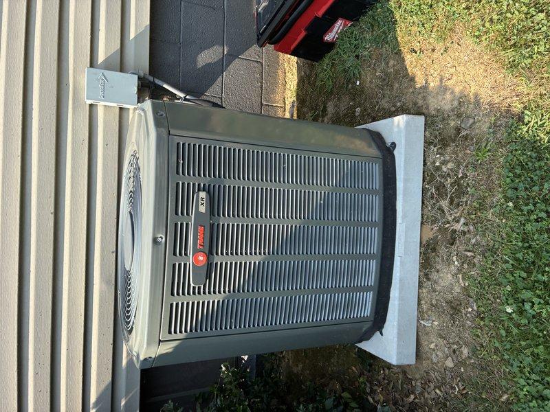 Completed MVP cooling maintenance visit on Trane air conditioning system. Performed comprehensive inspection of outdoor condenser unit, verified electrical connections and capacitor operation, documented system components and overall unit condition. All components found operating within normal parameters with no immediate service needs identified.