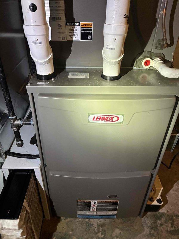 Completed MVP cooling maintenance visit on 2-year-old Lennox HVAC system. Upon inspection, discovered evaporator coil heavily contaminated with excessive dust, dirt, and debris accumulation, indicating extended operation without proper filtration or maintenance. Thoroughly cleaned evaporator coil to restore proper airflow and heat transfer efficiency. Inspected furnace unit and associated components, verified proper operation of exhaust and intake PVC venting system. System restored to optimal operating condition for continued reliable cooling performance.