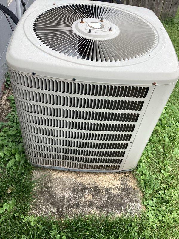 Completed comprehensive MVP cooling maintenance visit on 9-year-old residential air conditioning system. Performed visual inspection of outdoor condenser unit, confirming proper installation on concrete pad with adequate clearance. Measured supply air temperature at 47.1°F, indicating satisfactory cooling performance and proper refrigerant charge. Unit operating within normal parameters with no immediate service concerns identified.