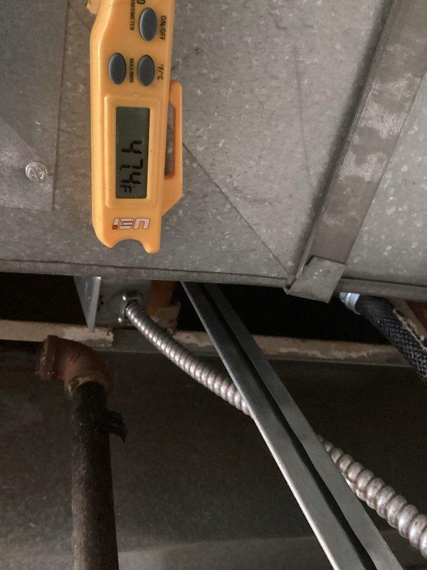 Completed comprehensive MVP cooling maintenance visit on 9-year-old residential air conditioning system. Performed visual inspection of outdoor condenser unit, confirming proper installation on concrete pad with adequate clearance. Measured supply air temperature at 47.1°F, indicating satisfactory cooling performance and proper refrigerant charge. Unit operating within normal parameters with no immediate service concerns identified.